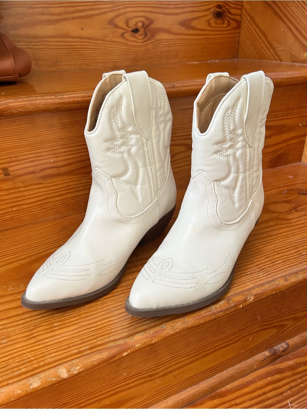 Soda White Western-Inspired Ankle Booties